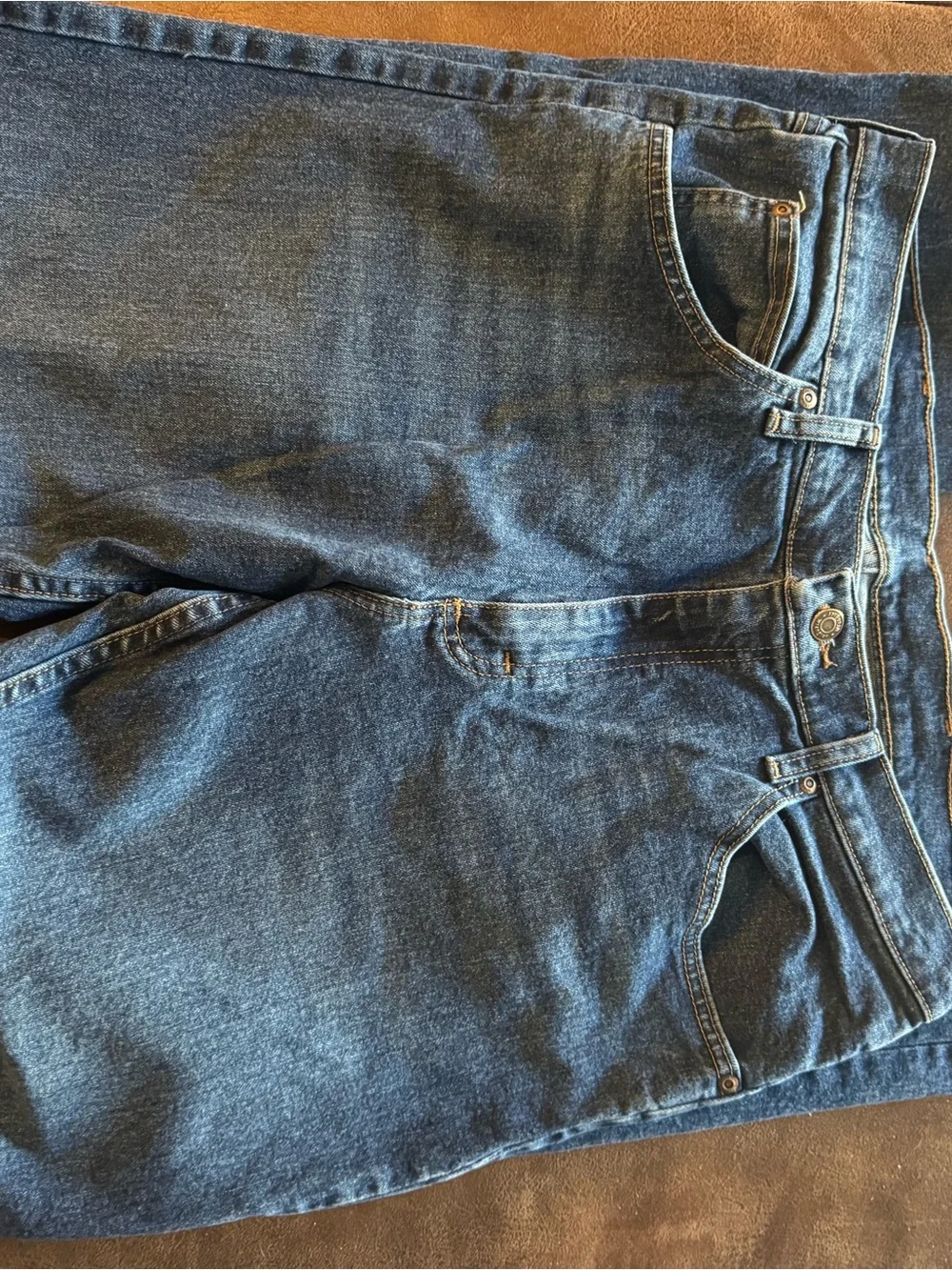 Wrangler Men's Relaxed Fit Dark Blue Denim Jeans 34 x 32 Like New!